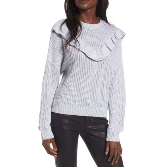 NWT‎ Blank NYC Gray Rum & Ruffles Sweater Medium - Picture 1 of 8